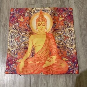 NWT - Buddha 17 Inch Pillow Cover in Orange and Purple